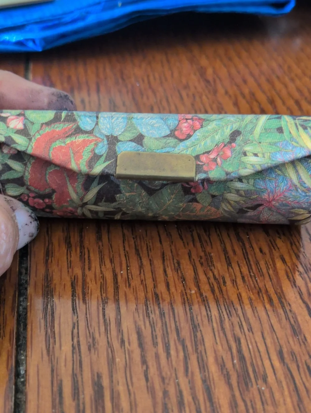 Vintage 1950s Italian Floral Brocade Lipstick Case with Mirror